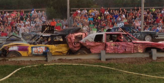 Demolition derby action at Preble Fireman's Park